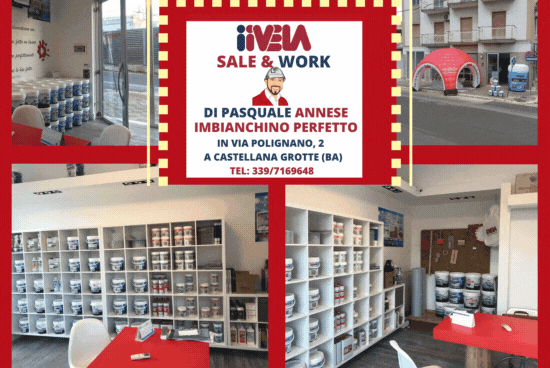 Visita il nostro nuovo store monomarca iiVELA SALE & WORK a Castellana Grotte (BA) iiVELA-SALE-WORK-NEGOZIO-SPECIALIZZATO-IN-PRODOTTI-IMPERMEABILIZZANTI-A-CASTELLANA-GROTTE-BA